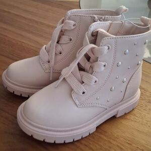 Cat & Jack Light Pink Kids Boots with Pearl Studs